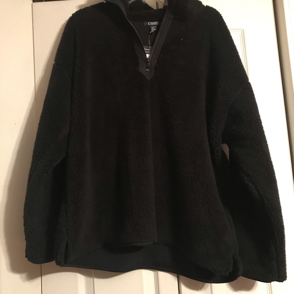 NWT Chaps women’s size XL black 3/4 zip fleece top